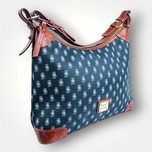 Dooney & Bourke Seattle Mariners MLB Shoulder Bag Navy w/ Leather Trim Zip Top